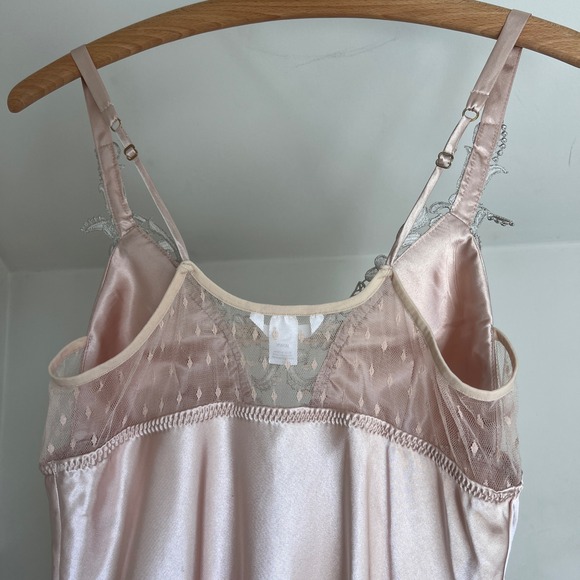 Vintage Nightgown Slip Dress Size M Satin Lace Romantic Fairy Maxi Chemise Y2K - Picture 6 of 10